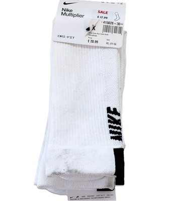 Nike Multiplier Crew Socks X2 Pairs White Mens Size 11-14.5 New