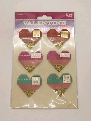 Valentine Crafts 6 Multi Color 3D Heart Scrapbooking Stickers