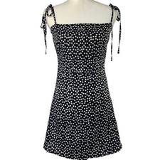 Womens Sundress Size Small Black White Floral Tie Strap Beach Coverup Summer