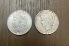 1902 Morgan Dollar & 1928 Peace Dollar US $1 Silver Coins Lot