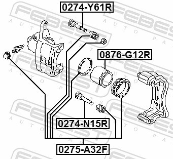 0274-Y61R FEBEST Guide Bolt, brake caliper for INFINITI,MITSUBISHI,NISSAN,NISSAN - Picture 2 of 2