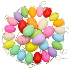 30 Pcs Easter Hanging Eggs Decorations - Colorful Plastic Easter Eggs, Decora...