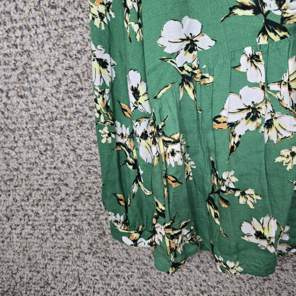 Lucky Brand Топ женщин средний зеленый цветочный печать V шеи блузка повседневные женщины - Изображение 3 из 4