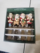 Boston Warehouse Christmas Santa Spreaders Set of 4 Cheese Butter Spread Knives