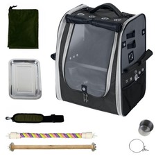 Birds Day Bird Carrier Backpack-Parrot Travel Cage with 2PCS Perch and Food