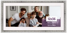 12x36 Frame Silver With White Picture Mat For 12x36 Photo - Silver 16x40 Frame T