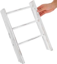 Mini Ladder Towel Rack 16'' White Wood Hand Towel Holder for Country Bathroom