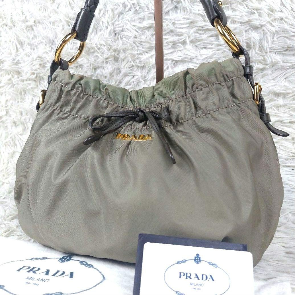 Prada Nylon Shoulder Bag with Leather Accents Guaranteed Authentic