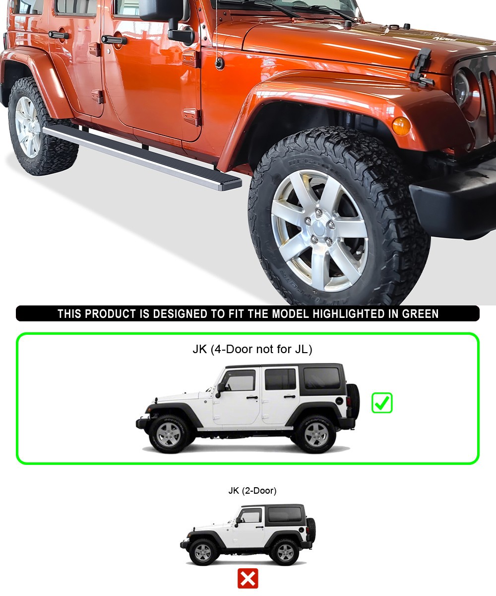 SUPERSEDED Running Boards 6" Silver Fit 07-18 Jeep Wrangler JK 4Dr thumbnail 2