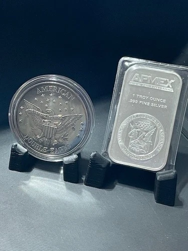 Apmex 1 oz silver bar & 1984 Liberty American Double Eagle Silver Round