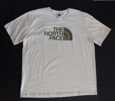 The North Face Mens Half Dome Off White With Olive Green Logo Tee XXL UEC