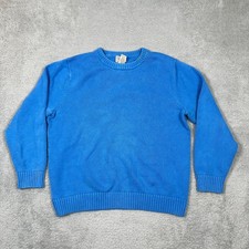 Vintage LL Bean Blue Cotton Crew Neck Sweater Large REG Casual Mens Classic Knit