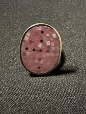 925 Silver Mosaic Tile Mother of Pearl Pink Ring Size 5.75