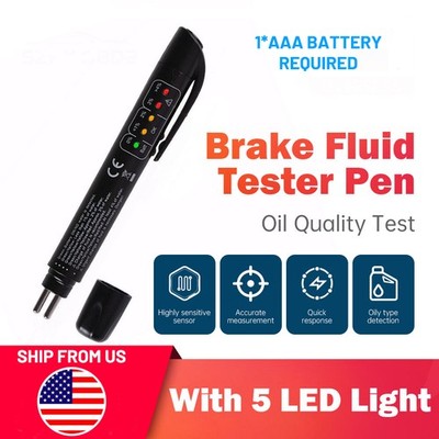 Brake Fluid Liquid Oil Tester Pen 5 LED Indicator Car Testing Tool For DOT3 DOT4
