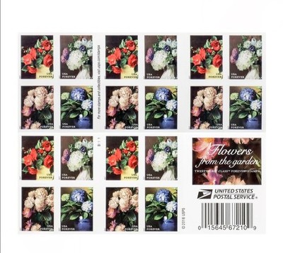 USPS 2017 Flowers From The Garden Forever Stamps Booklet of 20, Floral