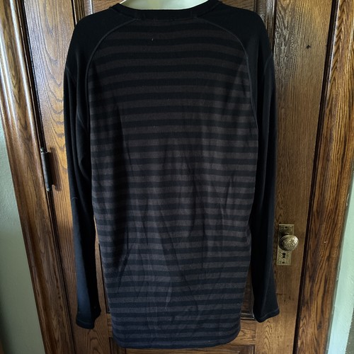 SMARTWOOL Logo Black & Brown Stripe Crewneck 100% Merino Wool SWEATER, XXL 2X - Picture 3 of 4
