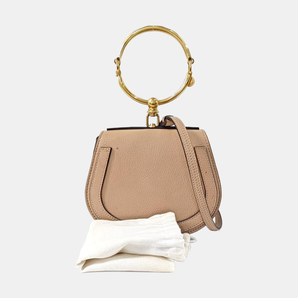 Authentic CHLOE Nile Bracelet Small Beige Leather Shoulder Crossbody Bag - Excel