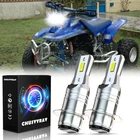 2 White 6000K Bright LED headlight light bulbs for Yamaha Warrior 350 1996-2004