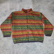Gap Jacket Kids Medium Multicolor Fair Isle Fleece Full Zip Winter Coat