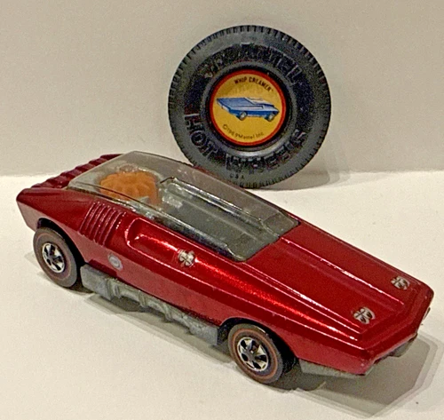 1970 Vintage Hot Wheels Redline  - Rose Red Whip Creamer with Badge - Excellent!