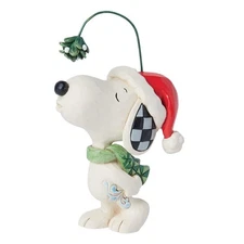 Peanuts by Jim Shore Snoopy with Mistletoe Miniature Figurine- Resin Hand Cra...