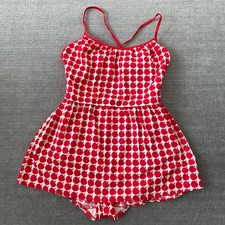 Vintage 60s 70 Lanz Poppy Swimsuit Red Apples One Piece Pin Up Novelty Dress