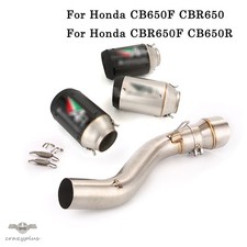 For Honda CBR650F CBR650R CB650R Exhaust Mid Pipe Carbon Muffler Delete Catalyst