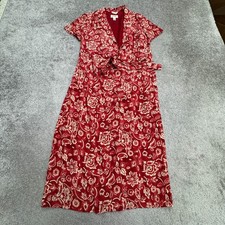 Talbots Wrap Dress Women 4P Petite Red Floral Paisley 100% Pure Silk Cocktail
