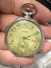 Elgin 303 Octagon Pocket Watch  Size 12 Model 3  Running Fancy