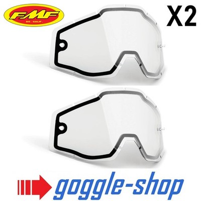 FMF Powerbomb Powercore 100% Gen 1 Motocross Goggle Linse - DUAL PANE KLAR x2