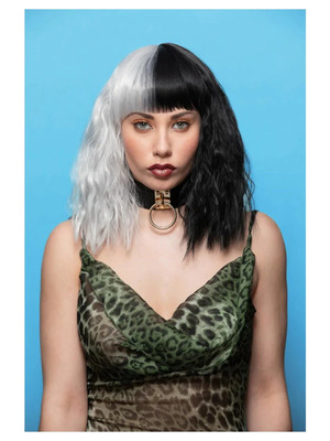 Manic Panic Dark Side Of The Moon Wig Black & White Fancy Dress Wig