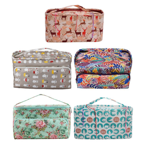 Printing Wool Crochet Hook Storage Tote Bag Knitting Yarn Holder Organizer Case