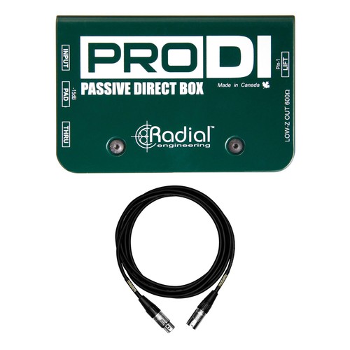 Radial Engineering PRO DI w/ Premium 15-foot XLR Mogami Microphone Cable Bundle