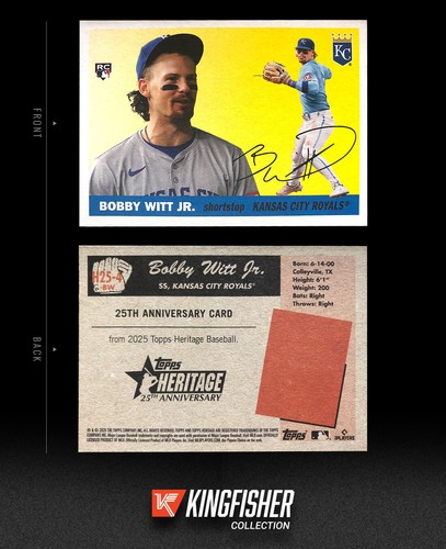Bobby Witt Jr. 2025 Topps Heritage 25th Anniversary Card #H25-4