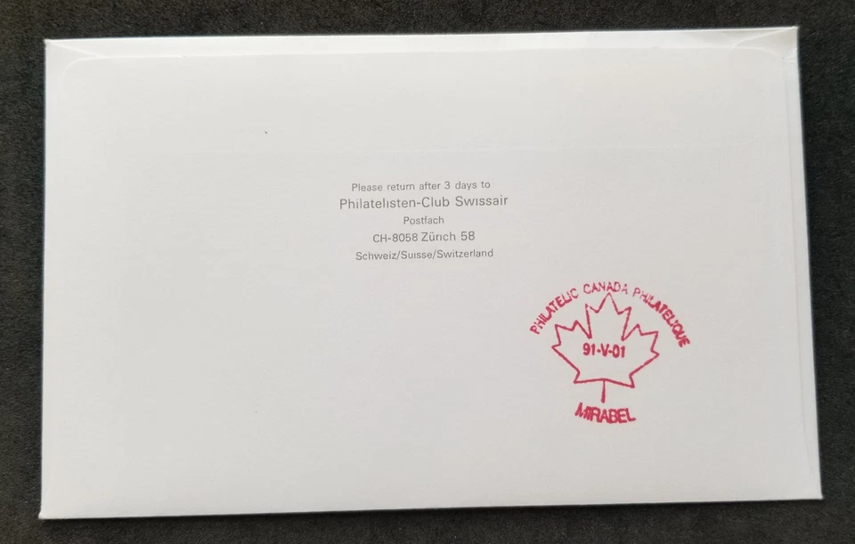 *Envío gratuito Liechtenstein Canadá Primer Vuelo 1991 Cubierta (FDC) Foto 2 de 4