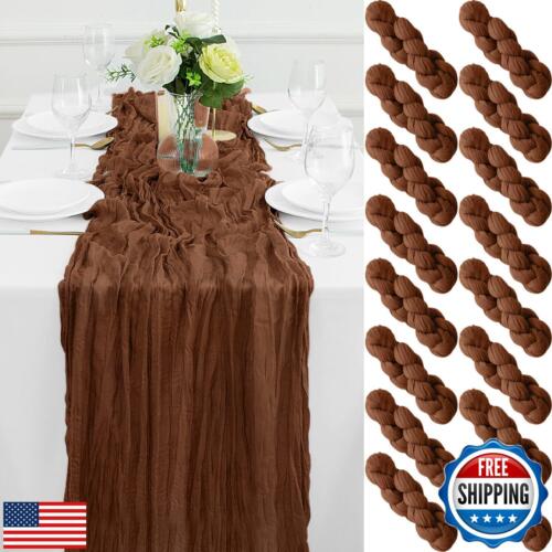 16Pack Brown Cheesecloth Table Runner 10FT Gauze Cheese Cloth Table Runner 35