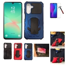 For Samsung Galaxy A26 5G, 360-Degree Rotating Belt Clip Case + Tempered Glass