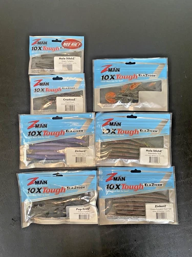 Lotto varietà esche da pesca in plastica morbida Z-Man - Hula Stickz, Pop Frogz, Zinkerz