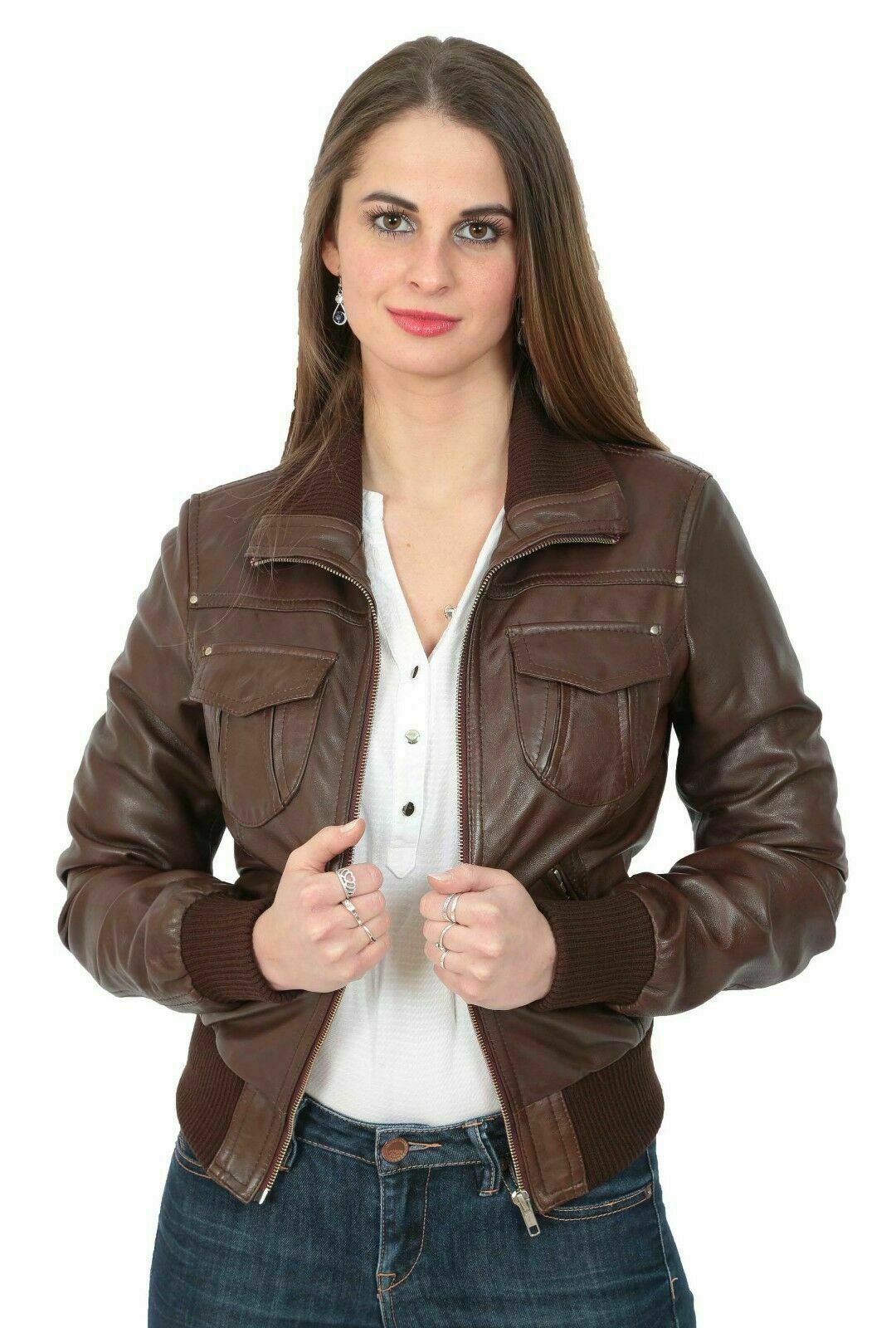 Women's Brown Leather Jacket Premium Sheepskin Stylish Slim Fit Jacket ...