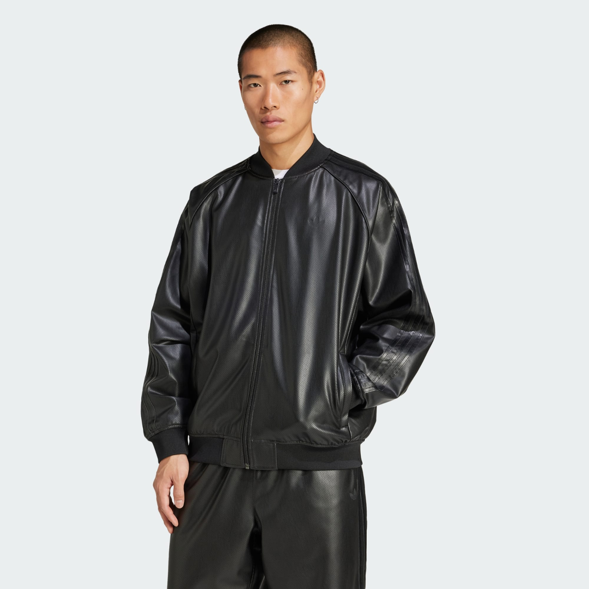 adidas Originals SST Track Top Black Faux Leather JC8220