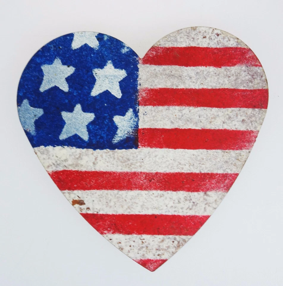  3 Cut Metal Fridge Magnets US Flag Heart Cowboy Boot Watermelon Rustic  - Image 3 of 4