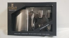 Kingman 7 Piece Cocktail Set  WineFlask, Corkscrew, 4 Shot Glasses & Wine Funnel