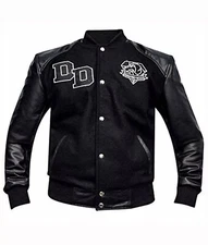 Black Diamond Dogs Metal Gear Solid Flight Bomber Varsity Mens Leather Jacket