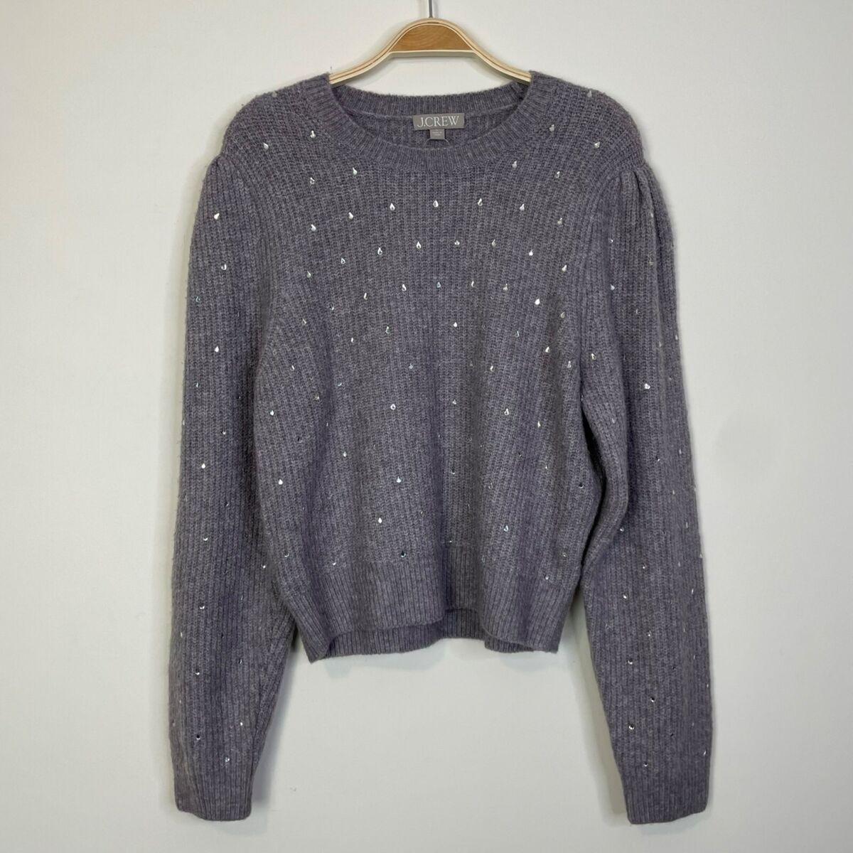 J. Crew Puff sleeve rhinestone sweater Supersoft yarn Wool J. Crew Puff sleeve rhinestone sweater Supersoft yarn Wool