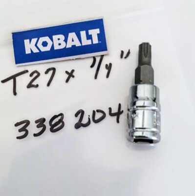 Kobalt T27 x 1/4'' Dr Star Bit Socket 338204 Short Shaft Free  USA Shipping