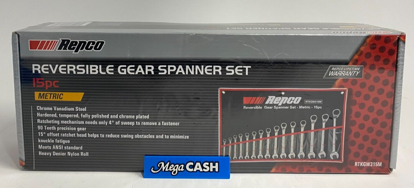 Repco 15 Piece Ratcheting Spanner Set Metric RTKGW315M eBay