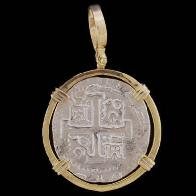 Atocha Sunken Treasure Jewelry - 8 Reale Oval Silver Coin Pendant