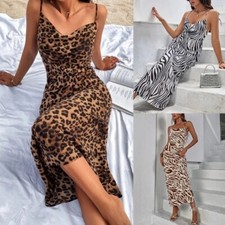Women Evening Party Dress Spaghetti Strap Dress Trend Zebras Striped Print Dress