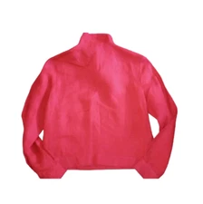 Talbots petites red linen cropped button down top size 4