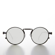 Round Black Metal Goth Steampunk Sunglass Mirror Lens- Ivan